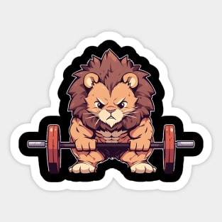 chibi lion bodybuilder Sticker